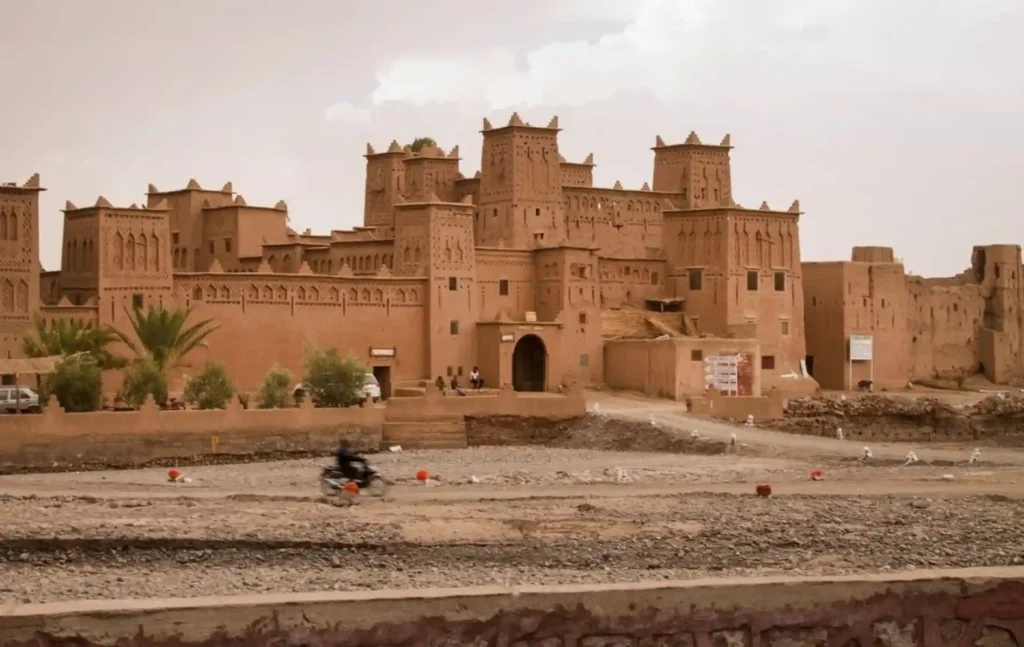 The ancient earthen towers and defensive walls of Kasbah Amridil in Skoura, a key cultural stop during a 5 day tour from Marrakech to Merzouga.