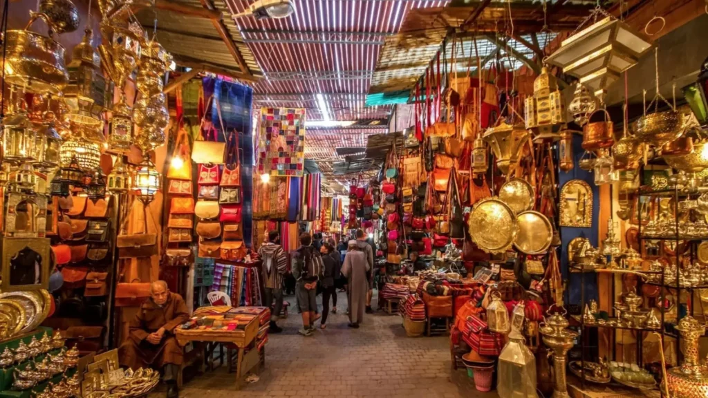 Things to do in Marrakech shopping for traditional lanterns and leather bags in the bustling Medina souks
