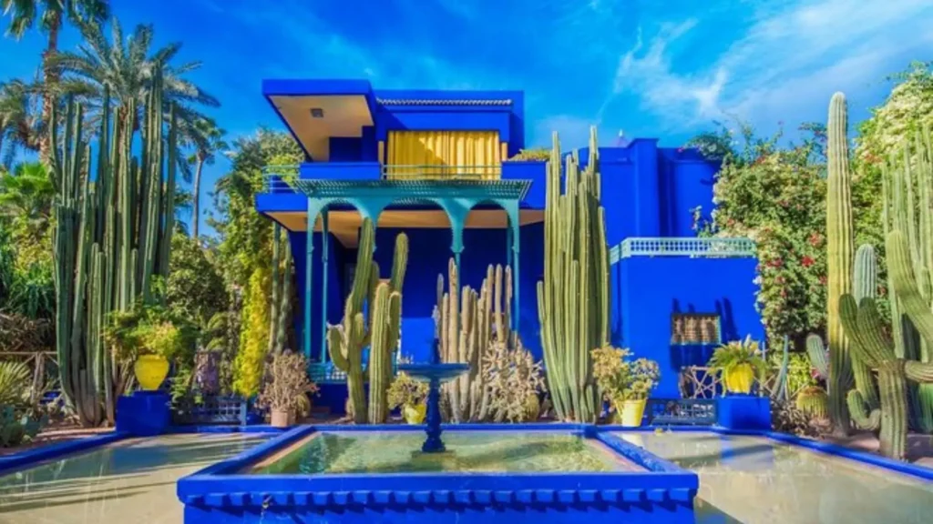 Things to do in Marrakech visiting the famous bright blue villa and cactus gardens at Majorelle Garden