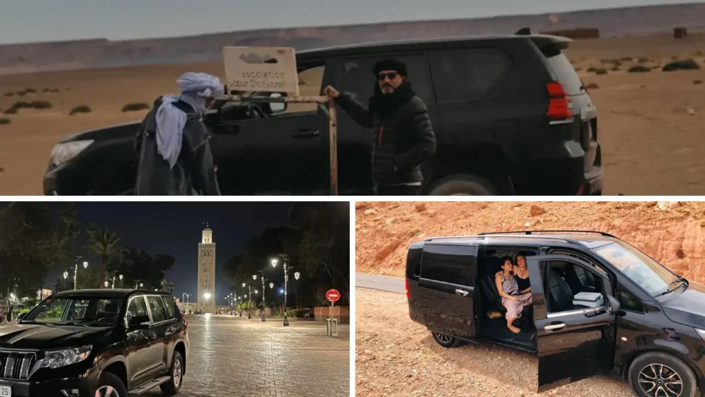 Best way to travel from Portugal to Morocco booking a private desert tour fleet with 4x4 Toyota Prado and Mercedes V-Class